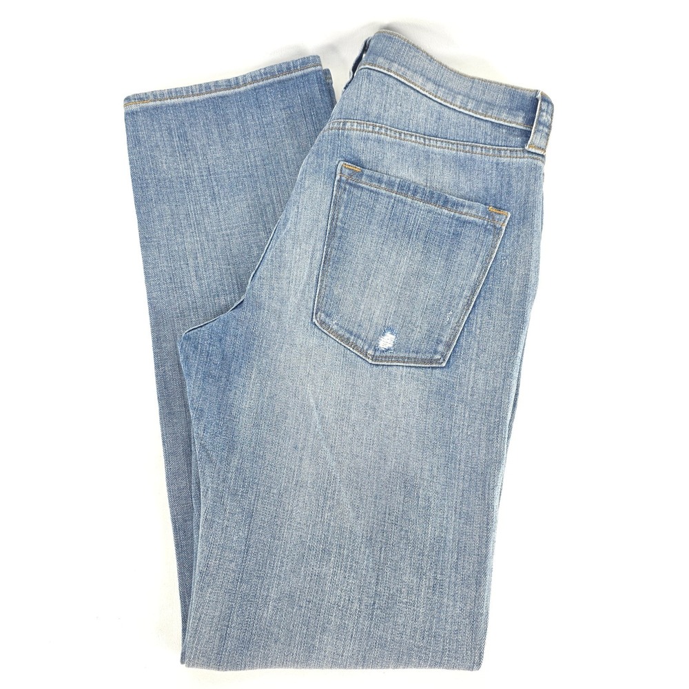 J Crew Distressed Jeans Women's 27 (Fit 30x30) Light Wash Stretch Denim Whiskers